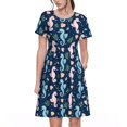thumbnail image 1 of Balery Seahorses And Plants Vestidos sueltos de manga corta para mujer, vestidos de verano 2025, vestidos casuales de corte A con vuelo., 1 of 6