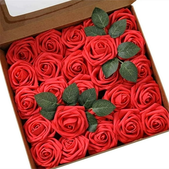 25Pcs Artificial Foam Roses with Stems - Perfect for Weddings, DIY Crafts & Home