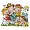 thumbnail image 1 of Cuadros Decorativos Wdftyju Kits de Punto de cruz de algodón colorido para adultos Niños Familia feliz, 1 of 9