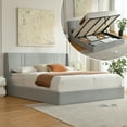 thumbnail image 6 of King Bed Frame with Storage, Upholstered Platform Bed with Lift up System, Linen Fabric Wingback Headboard, Wood Slats Support, Easy Assembly, No Box Spring Needed, Gray, 6 of 11