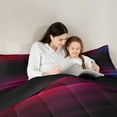 thumbnail image 5 of jejeloiu Geometric Lines Pattern Full Size Comforter Sets,Neon Stripe Bedding Comforter Set,Black Red Bedding Sets For Teens,Microfiber Bedroom Decor Reversible,3 Pieces, 5 of 8