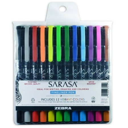 Zebra Sarasa Fineliner Pen, 0.8mm, Assorted Ink Colors,