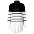 thumbnail image 4 of Topvent Tee Shirts For Women Fall Casual Long Sleeve Shirts Sweatshirt Stripe Printed High Neck Top Pullover, 4 of 5