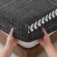 thumbnail image 3 of Full Size Fitted Sheet Set - Modern Minimalist Art 3 Piece Bedding Sets 16" Deep Pocket Fitted Sheet with 2 Pillowcases, Vintage Simple Lines Black Brushed Microfiber Hotel Luxury Bed Sheets, 3 of 9