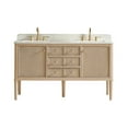 thumbnail image 2 of Blaise 60" Double Wood Vanity in Light Oak with Grain White Engineered Stone Top, 2 of 17