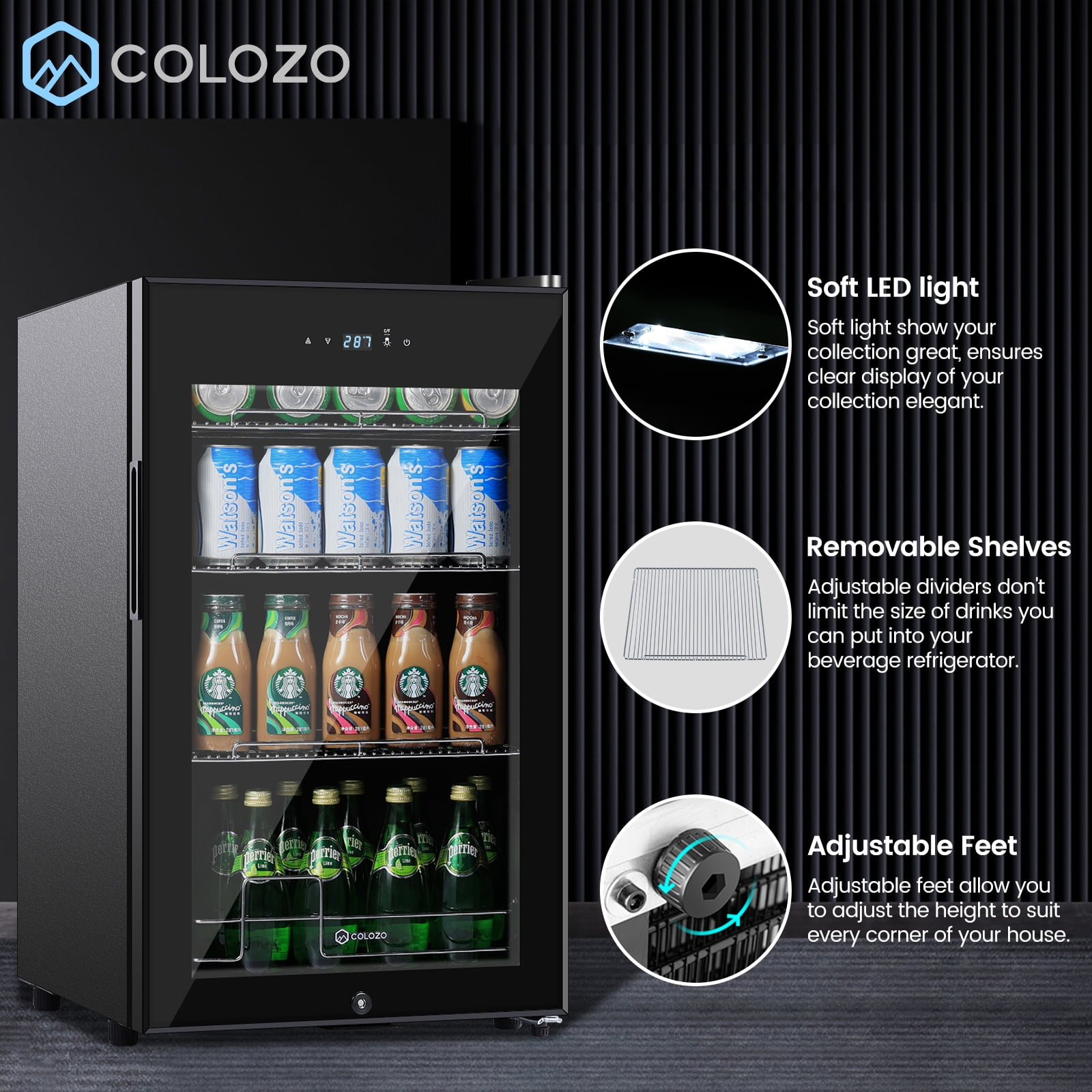 Colozo 17 Inch Beverage Refrigerator, Mini Beverage Freestanding Fridge for Beer ,Soda or Small Drink