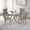 Table and 4 Gray Chairs with Golden Leg, variant on Sumdeal Modern 47" Round Glass Dining Table and 4 Velvet Upholstered Chair Set,Red and Golden Leg
