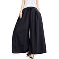 thumbnail image 2 of WIZUTIZ Women's Ice Silk Wide Leg Cropped Pants High Waist Elastic Band Lightweight Breathable Summer Trousers Solid Color Flowy Chic Soft, 2 of 5