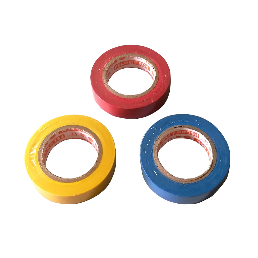3 Pieces 15m Electricians Electrical Insulation Tape Red+Blue+Yellow 