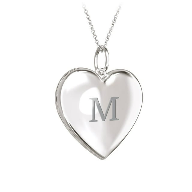 Initial Heart Locket Necklace in 10K White Gold
