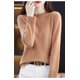 thumbnail image 1 of Suéter de lana pura de otoño, camisa de punto para mujer, cuello redondo, suelto, color sólido, estilo occidental, suéter de punto que combina con todo, 1 of 5