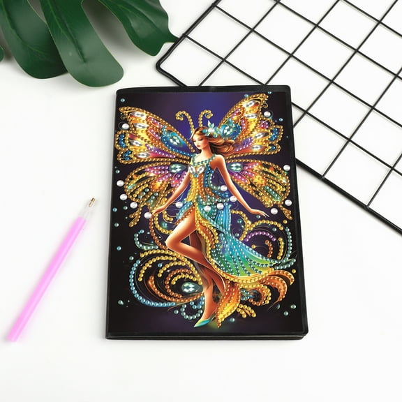 Diamond Painting Kit Notebook, Butterfly Lady DIY Art Craft Kit, A5 Perfect Creative Gift, Diamond Decoration, Suitable for Painting, Writing and Notebook Use