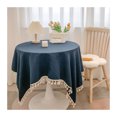 thumbnail image 2 of KGJQ Cotton Linen Tablecloth with Fringed Edges, Washable Solid Color Tablecloth with Tassels, Round Table Cover for Kitchen Dining Room, 2 of 8