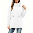 thumbnail image 4 of Qgtaibl Women's Lightweight Hooded Jacket Adjustable Waist Waterproof Windbreaker Outerwear Snap Button Zip Up Long Sleeve Coat with Pockets for Outdoor Travel White XXL, 4 of 5