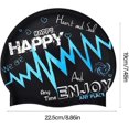 thumbnail image 2 of Ergonomic design, waterproof swimming cap, swim cap, swimming hood, elastic silicone bathing cap for adults, long or short hair, black., 2 of 5