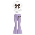 thumbnail image 3 of MEZZALL Bowknot Printed Girls Casual Outfits Flared Pants Short Sleeve T-Shirts Tops Two Piece Comfy Cute Party Clothing Sets, 3 of 4