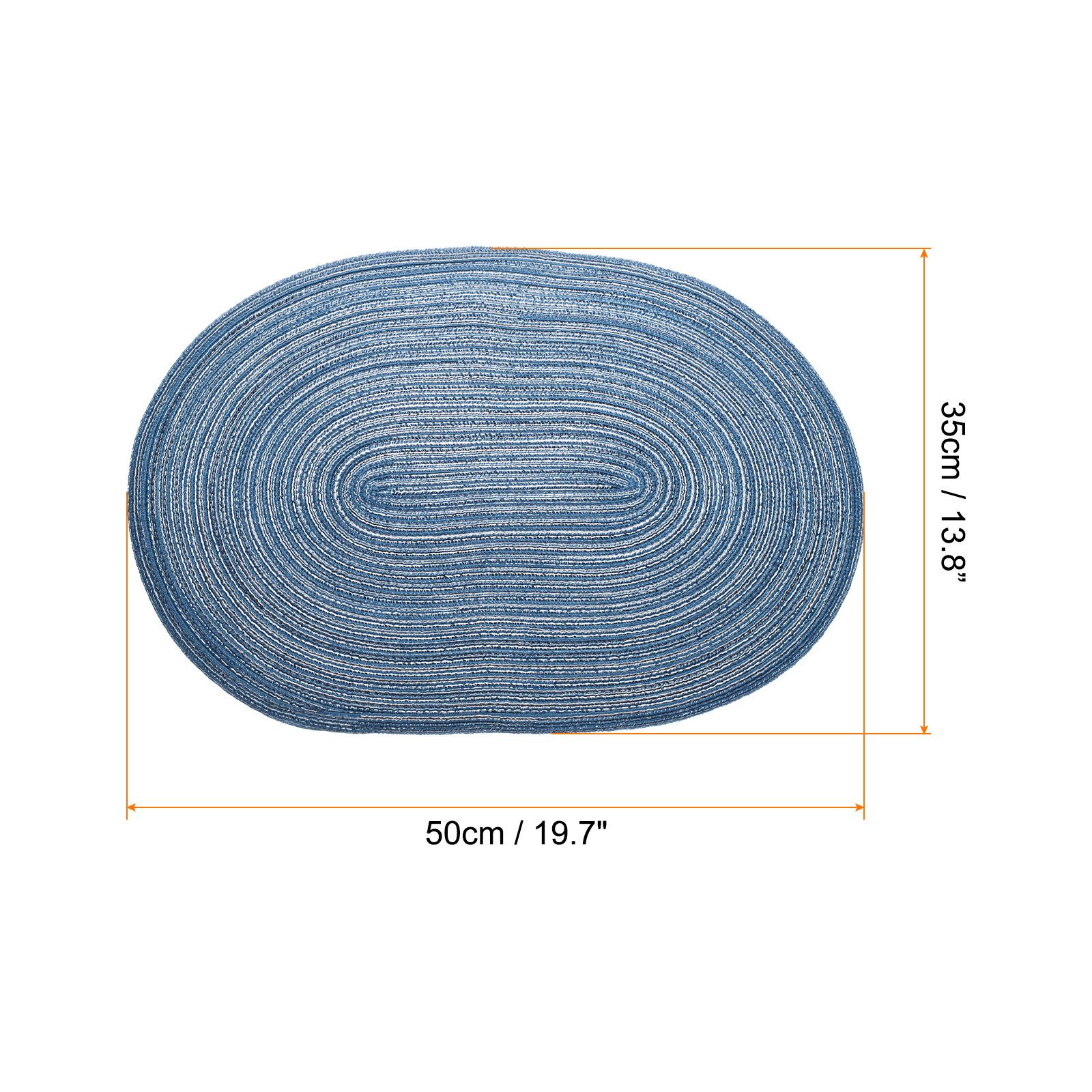 Uxcell 4pcs Oval Braided Placemats 20" Non-Slip Oval Table Mats for Dining Tables Washable Heat Insulation Woven Placemats, Dark Blue