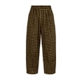 thumbnail image 6 of GUACER Womens Gingham Check Wide Leg Pants Elastic Waist Drawstring Casual Lounge Trousers Pockets, 6 of 6
