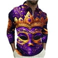 thumbnail image 4 of Ceisia Men's Slim-Fit Long-Sleeve Zip Polo Shirt with Mardi Gras Mask All-Over Print Gift, 4 of 5