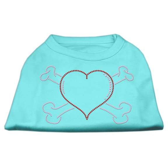 Pet Dog and Cat Shirt Rhinestone, "Heart Crossbones"