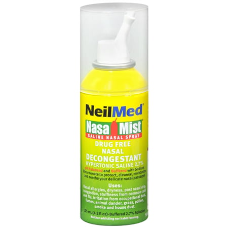 NeilMed Extra Strength NasaMist Saline Nasal Spray Drug Free Nasal Decongestant 4.2 fl oz(pack of