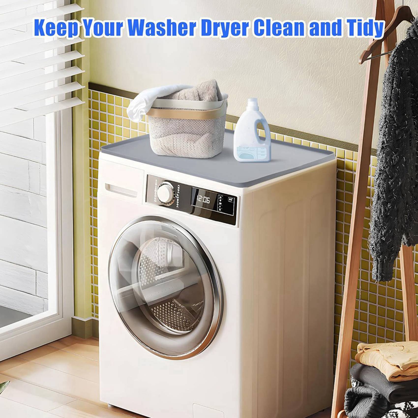 2X Washer Dryer Protective Silicone Rubber Mat 23.6 X 23.6Inch for Washer and Dryer Cover for the Top Anti-Slip