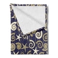 thumbnail image 2 of Nautical Soft Flannel Fleece Blanket, Rhythmic Sea Shells Mollusk Waves Starfish Illustration Pattern, Cozy Plush for Indoor and Outdoor Use, 70" x 90", Dark Indigo and Dark Eggshell, by Ambesonne, 2 of 5