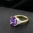 thumbnail image 4 of Gem Stone King 18K Yellow Gold Plated Silver Ring Oval Purple Amethyst and Moissanite (7.38 Cttw, Size 7), 4 of 4