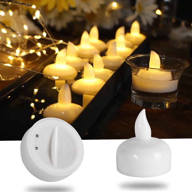 12 piezas se iluminan al encontrar agua, detectan la luz de una vela flotante, vela electrónica LED romántica para bodas, acuario, pequeña vela intermitente JM