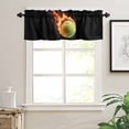 thumbnail image 3 of Tennis Kitchen Valances for Windows 42x12 Inch Kitchen Curtains Valances Rod Pocket Modern Sport Glowing Ball Black Background Bathroom Window Valances for Window Treatment Decor, 3 of 6