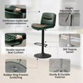 thumbnail image 5 of FIRAVOE Swivel Bar Stools Set of 3, Double-Layer Upholstered Swivel Bar Stools (Adjustable Height 24"-32"), PU Leather Modern Barstools with Back for Kitchen Island, Green, 5 of 8