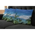 thumbnail image 2 of Ambesonne Travel Throw Pillow Cover 4 Pack, Palm Beach Fishing Boats, 20", Blue Green Turquoise, 2 of 6
