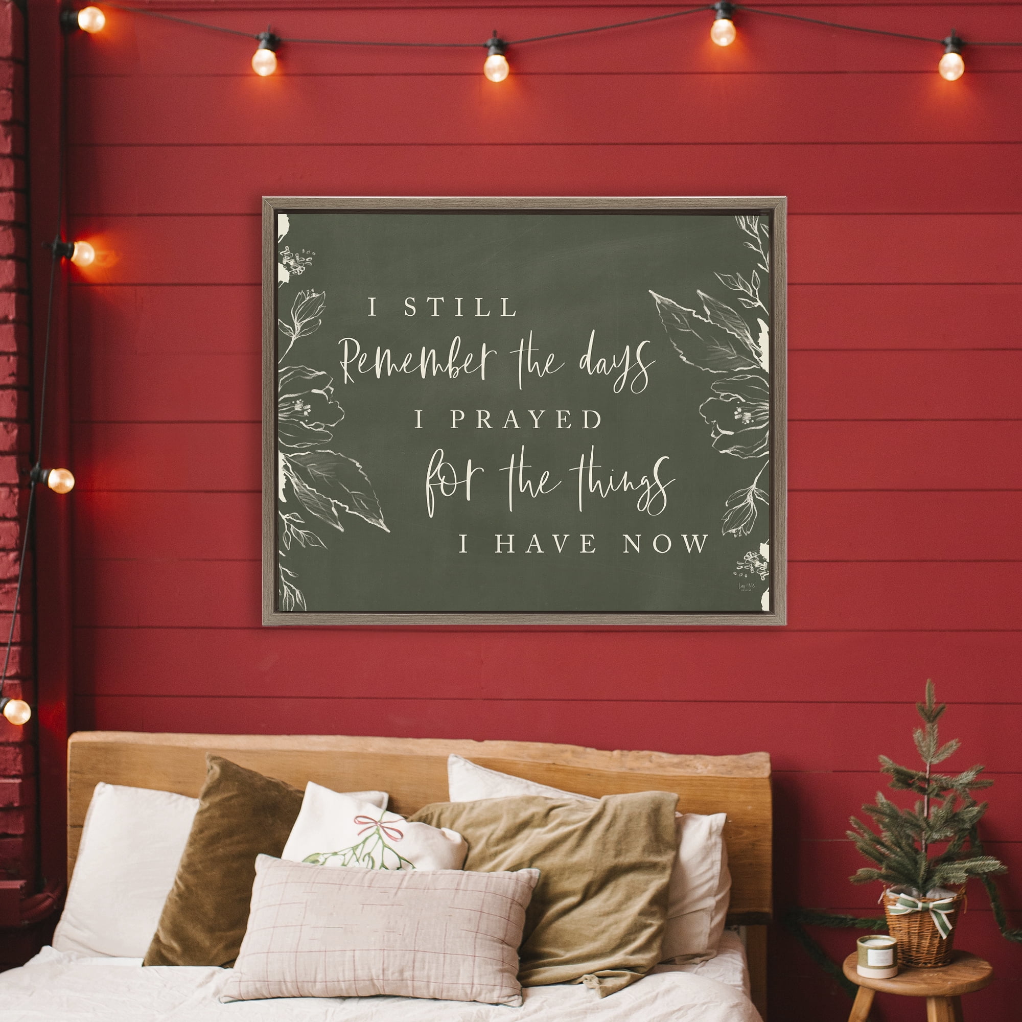 Prayed For What I Have Now Brown Framed Floater Canvas Wall Art, design by Lux + Me Designs