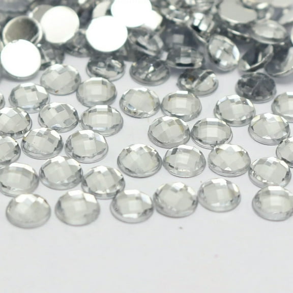 U8MO 500 Clear Acrylic Flatback Faceted Round Rhinestone Gems 6mm No Hole