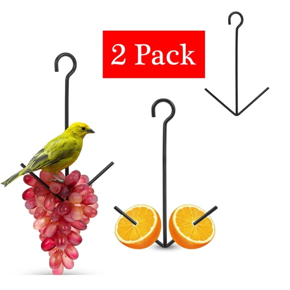 EBCUE 2 Pcs Oriole Bird Feeder Hanging Orange Fruit Bird Feeder with Hook Black Fruit Holder for Outdoors Garden Patio
