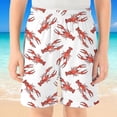thumbnail image 4 of Boys Beach Shorts Summer Kid Swim Shorts Ice Cream Lobster Print Boy Swim Trunks Knee Length Board Short White 7 Y-8 Y, 4 of 4