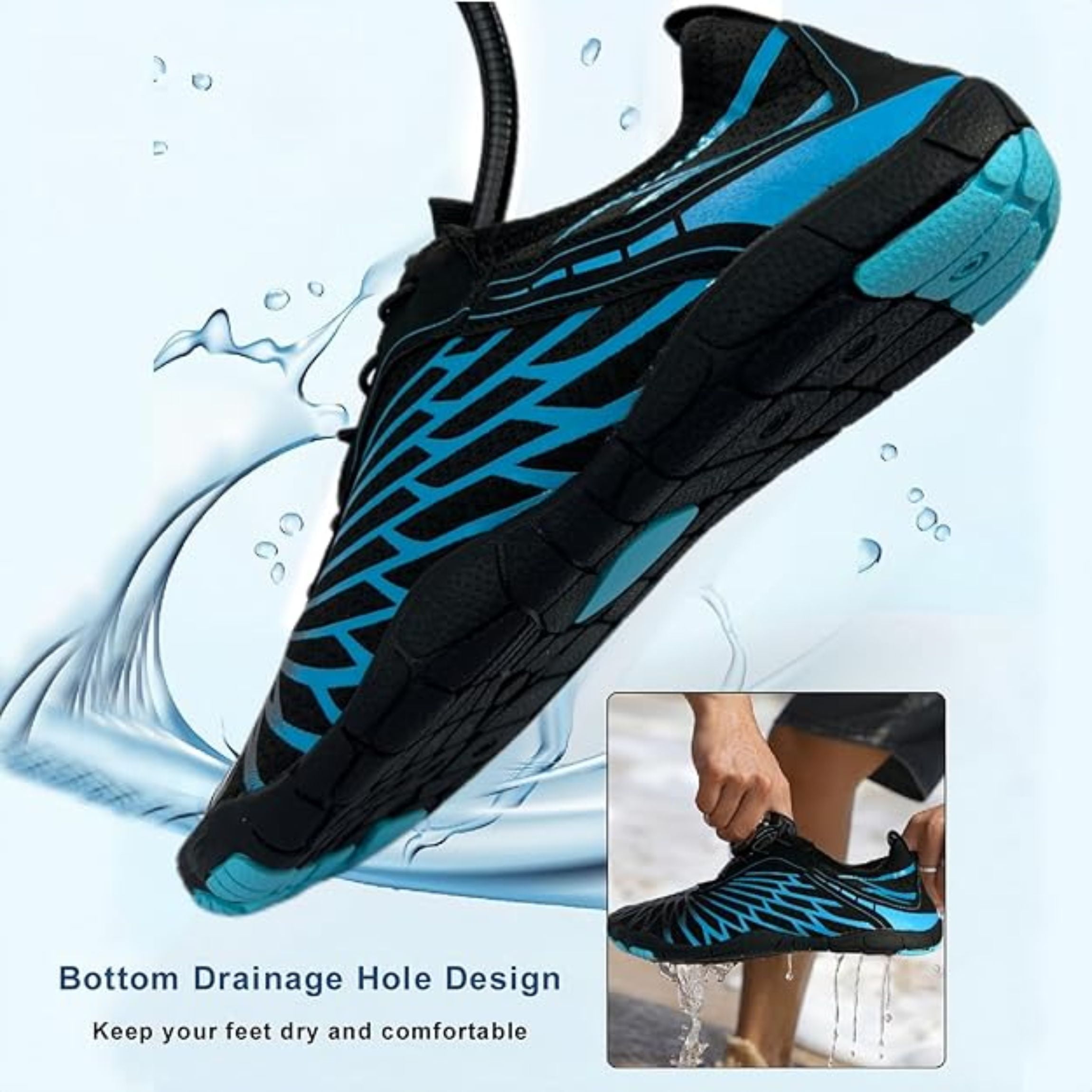 BERANMEY Pro Barefoot Shoes for Women & Men Wide Toe Box Hiking Water Shoes Non-Slip Breathable Barefoot Swim Surf Shoes for Beach Pool Aqua Running & Walking Fast Drainage & Waterproof Design