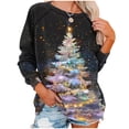 thumbnail image 6 of Feancey Christmas Tops for Women Plus Size Trendy Xmas Long Sleeve T Shirts Novelty Printed Round Neck Blouse Loose Casual Pullover Sweatshirt Multicolor8 S, 6 of 8