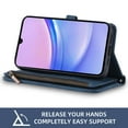 thumbnail image 5 of Asuwish Phone Case for Samsung Galaxy A15 5G/4G Wallet Cover With Tempered Glass Screen Protector Crossbody Wrist Strap Flip Pattern Zipper Credit Card Holder Stand Cell A 15 G5 15A Women Men Blue, 5 of 7