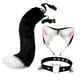 thumbnail image 3 of Conjunto de orejas y cola de gato y zorro, disfraz de animal para cosplay, ideal para cumpleaños y Halloween. Blanco y negro, 3 of 9
