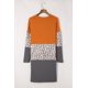 thumbnail image 2 of ABPHQTO Cárdigan de punto de patchwork con estampado de leopardo en bloque de color naranja para mujer, 2 of 5