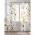 thumbnail image 2 of Sheer Curtains 84 Inches Long 2 Panels Set for Living Room, Yellow Floral Spring Semi Sheer Curtains for Windows, Pastoral Gray Botanical Summer Voile Window Treatments Rod Pocket Curtain, 2 of 7