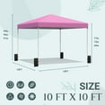 thumbnail image 5 of Erommy 10x10 ft Pop Up Canopy Tent, Easy Up Outdoor Canopy with Wheeled Bag, 4 Sand Bags, 4 Ropes and 8 Spikes,Pink, 5 of 7