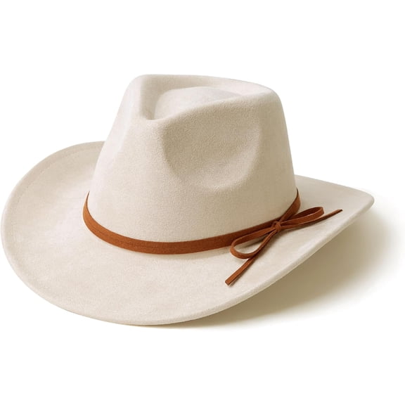 Suede Cowboy Hat for Women and Men Classic Western Cowboy Hats with Wide Brim