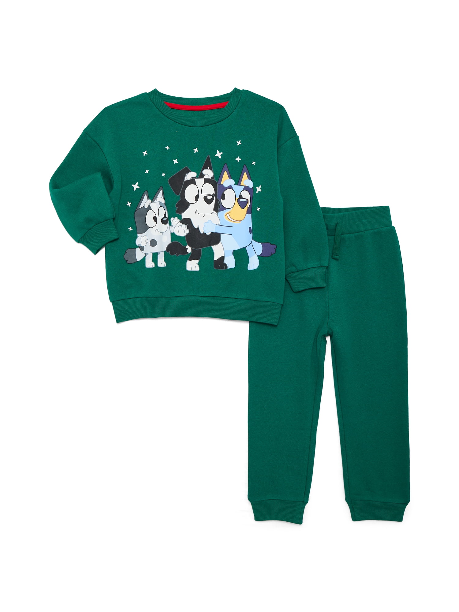 Bluey Toddler Long Sleeve Graphic Crewneck with Matching Jogger Pant, 2 Piece Set, Sizes 12M-5T