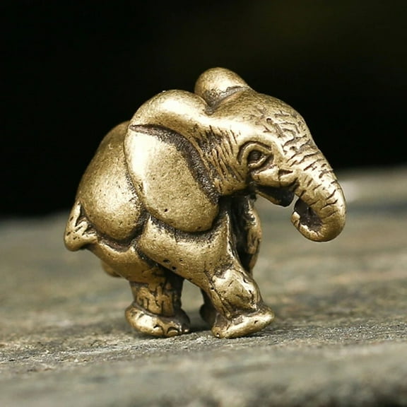 Solid Brass Elephant Figurine Lucky Animal Statue Tea Pet Ornament Miniature Toy