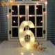 thumbnail image 4 of Pooqla Letras numéricas decorativas con luz LED, carpa de plástico blanco, luces numéricas, letrero para fiesta, decoración de boda, número con pilas (6), 4 of 5