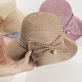 thumbnail image 3 of Dujiujun Faux Pearls Bowknot Decor Sun Hat Women Big Brim Floppy Straw Hat Fashion Accessories, 3 of 7