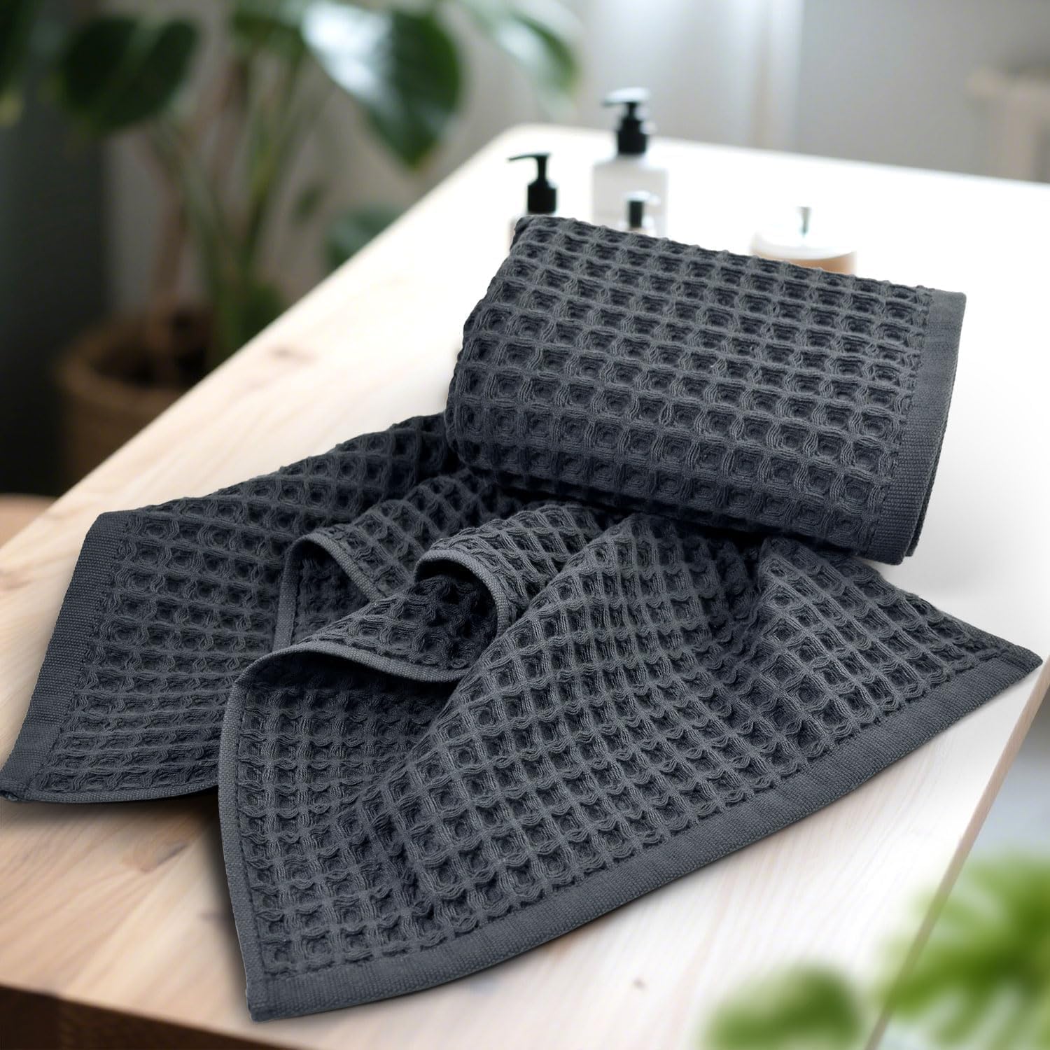 Waffle Hand Towels for Bathroom Kitchen 2-Piece (Rust) – Cotton Quick Dry, Super Soft, Absorbent Towels for Fall Decor, 13x29”