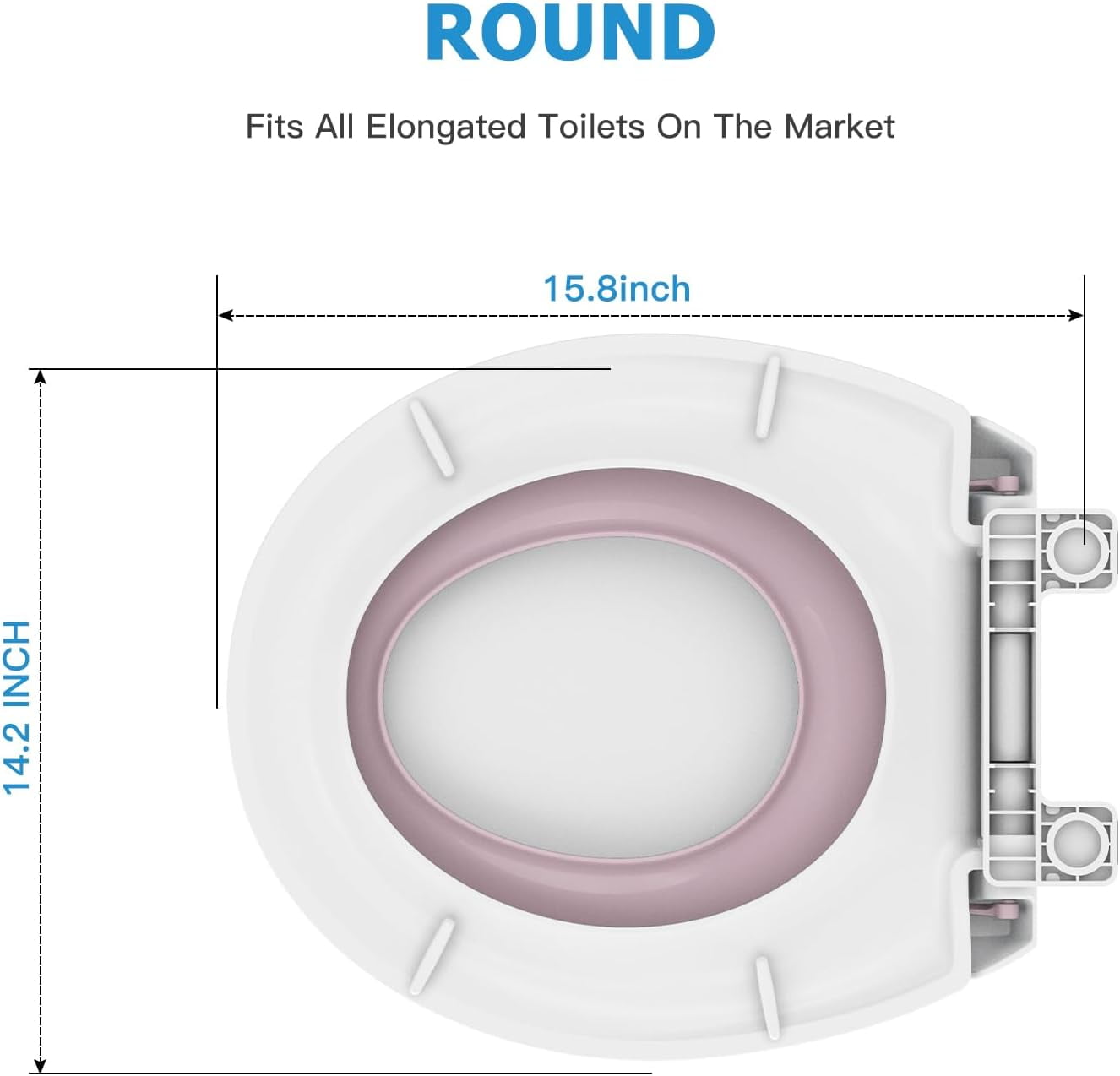 Toilet Seat with Easy Clean & Change Hinges, Quiet-Close Lid, Contoured Seat, Quick-Attach Hardware, White, 17''